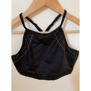Victoria Sport Size Medium Unlined Black Sports Bra Lasar Cut Athletic Racerback